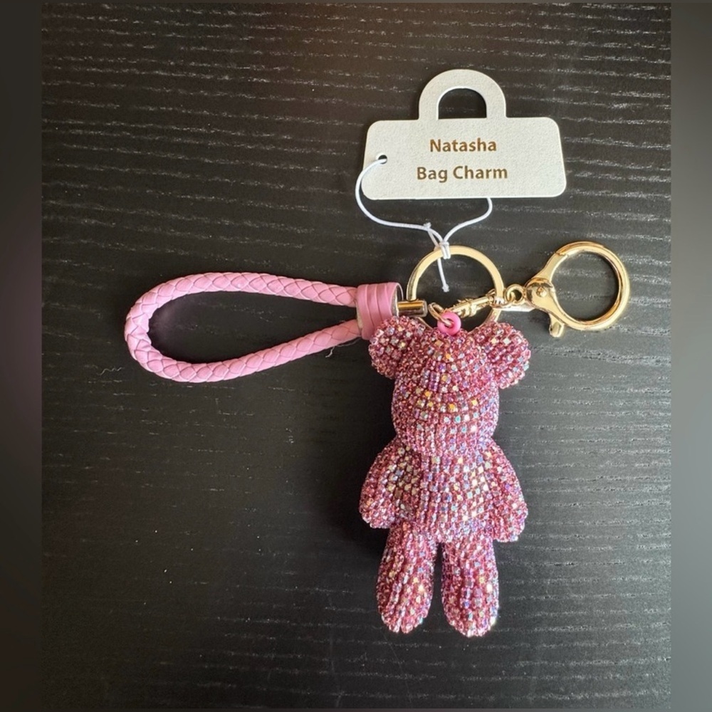 Natasha Couture Pink Bear Bag Charm - Picture 1 of 4